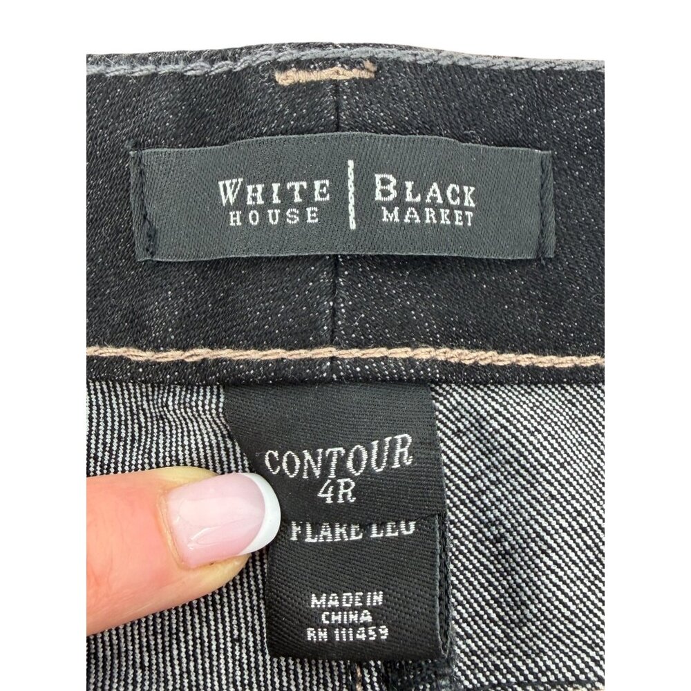 NWT White House Black Market Black Rhinestone Flare Jeans 4 | Indie Sleaze Retro - Picture 12 of 16